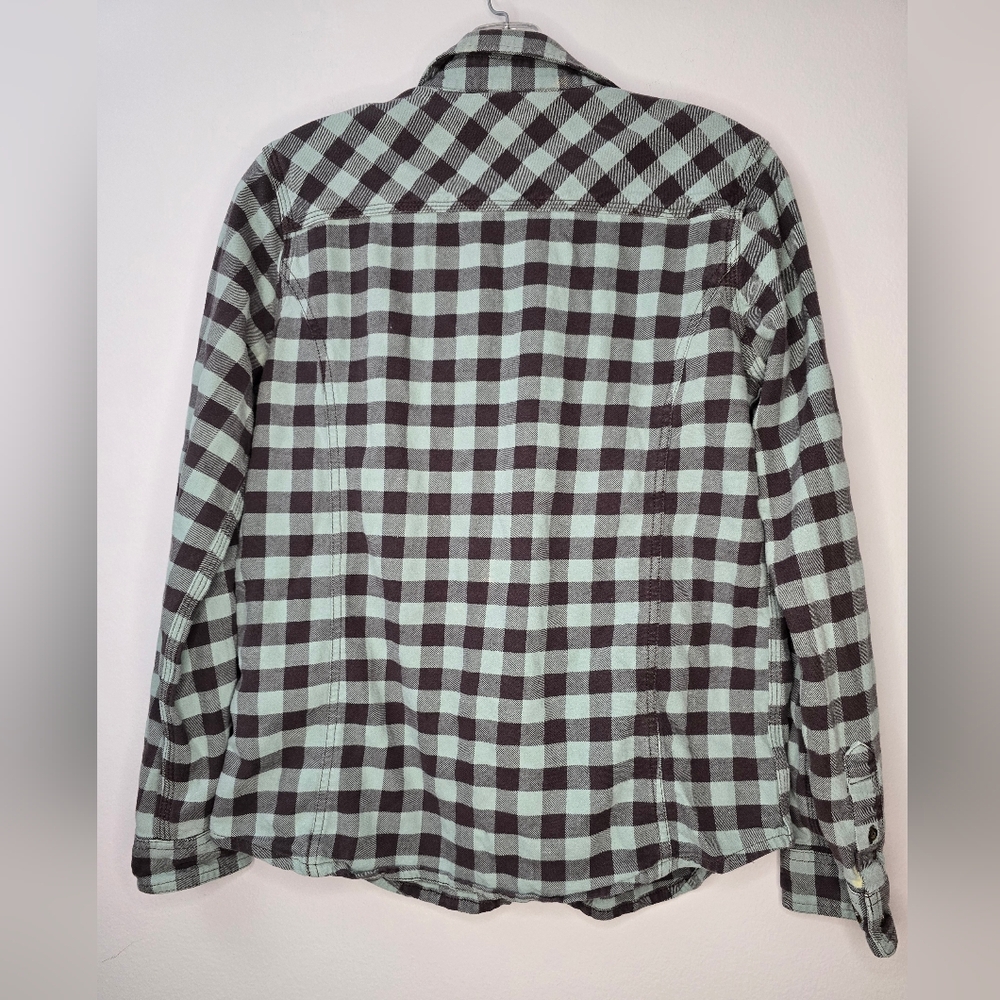 Carhartt Shirt Womens Plaid Flannel Long Sleeve Button Down Brown Teal s… - Picture 5 of 5